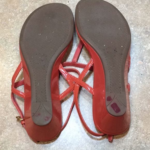 PRADA PATENT ORANGE TSTRAP WEDGE SANDAL - Picture 8 of 8